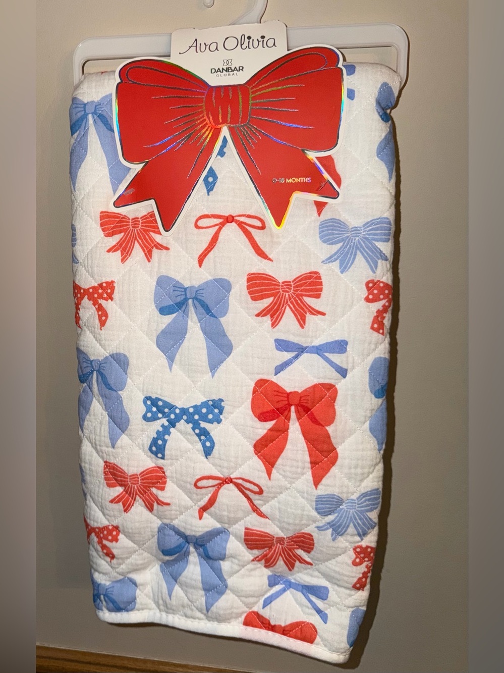 Ava Olivia Patriotic Bow Baby Blanket